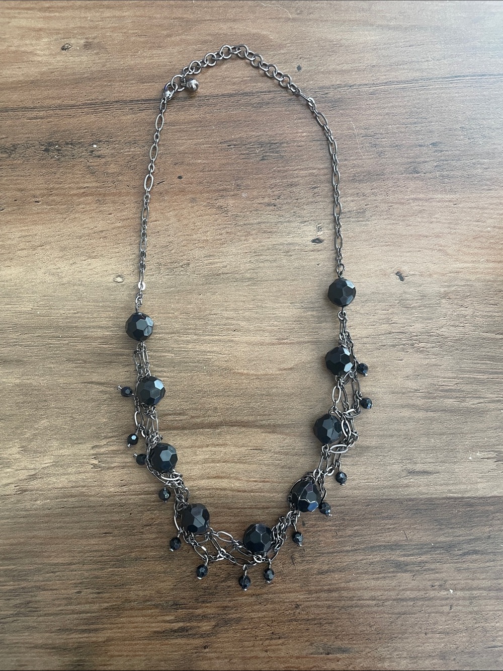 Elegant Black Beaded Chain Necklace - Women Jewelry